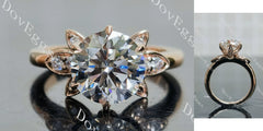 Round floral art deco moissanite engagement ring| DovEggs