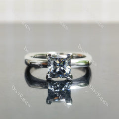 Princess solitaire stardust grey moissanite engagement ring| DovEggs