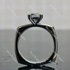 Princess solitaire stardust grey moissanite engagement ring| DovEggs