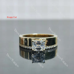 Princess pave moissanite additional stone band engagement ring| DovEggs