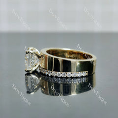 Princess pave moissanite additional stone band engagement ring| DovEggs