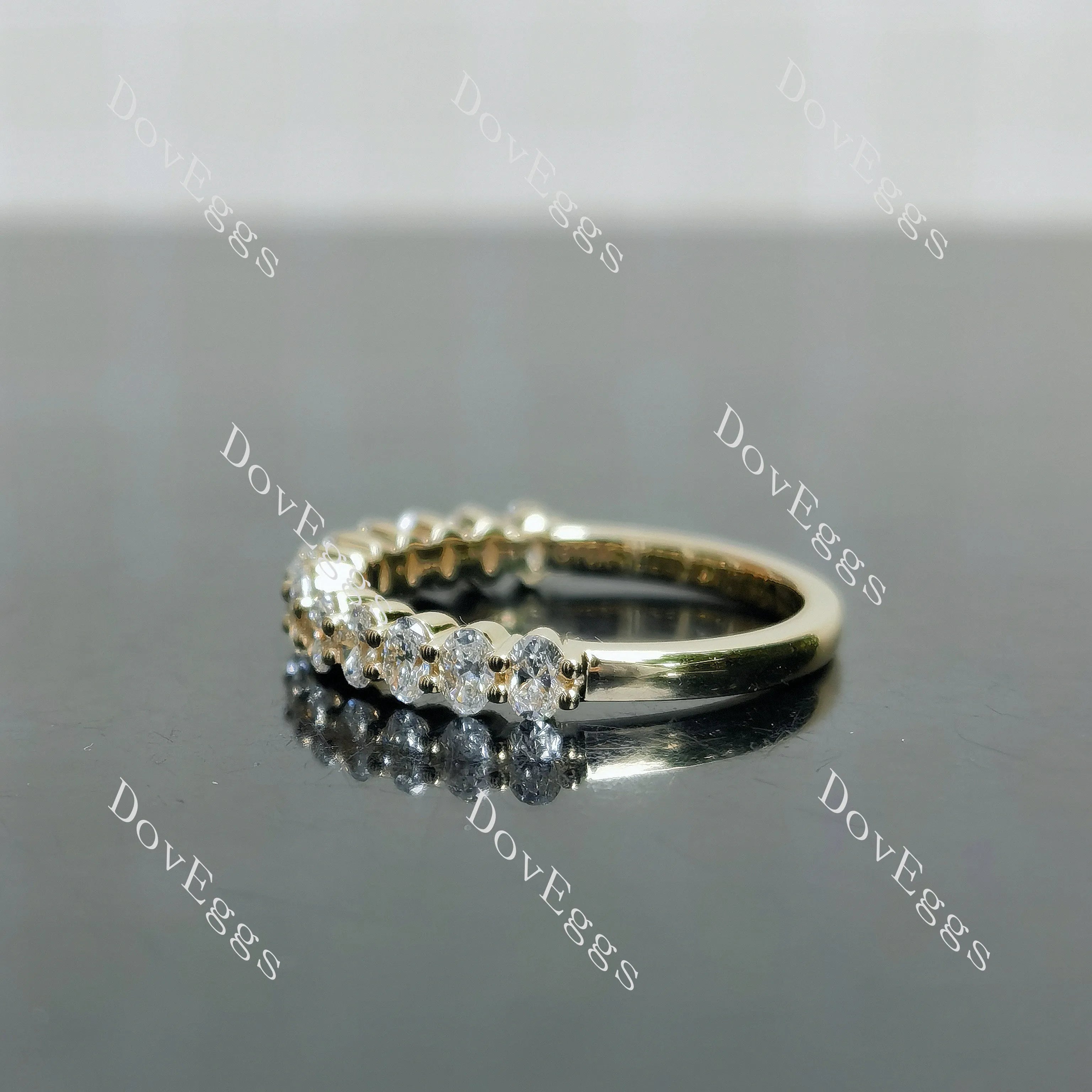 Oval half eternity pave moissanite/lab grown diamond wedding band-1.9mm band width| DovEggs