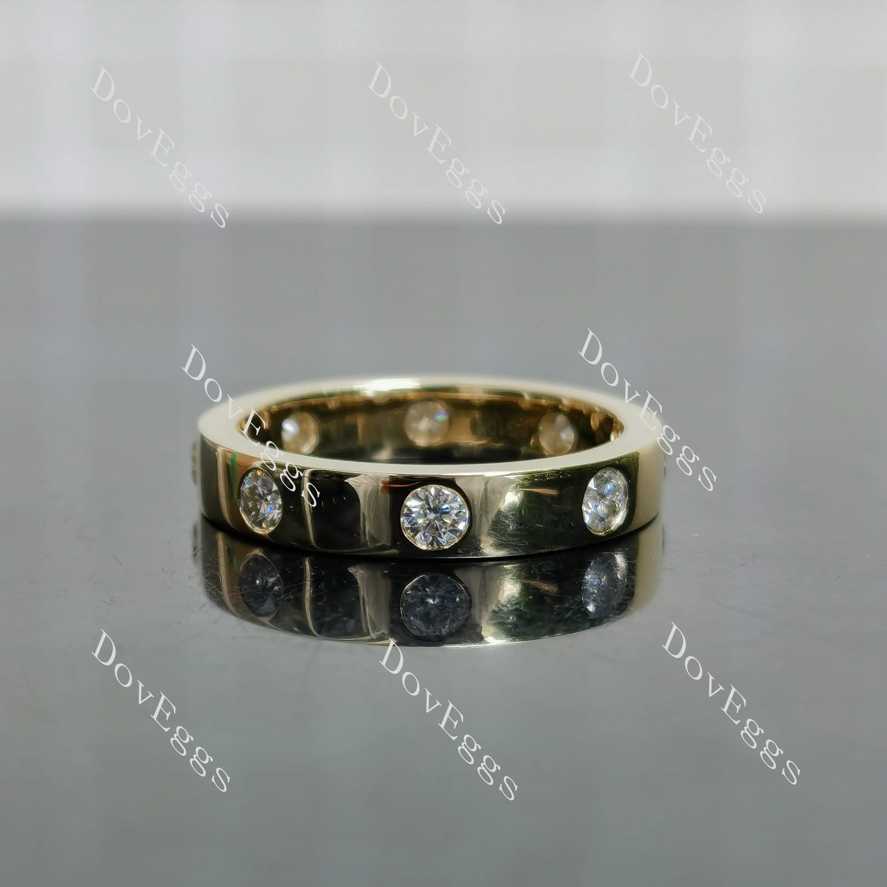 Round full eternity pave moissanite/lab grown diamond wedding band-4mm band width| DovEggs