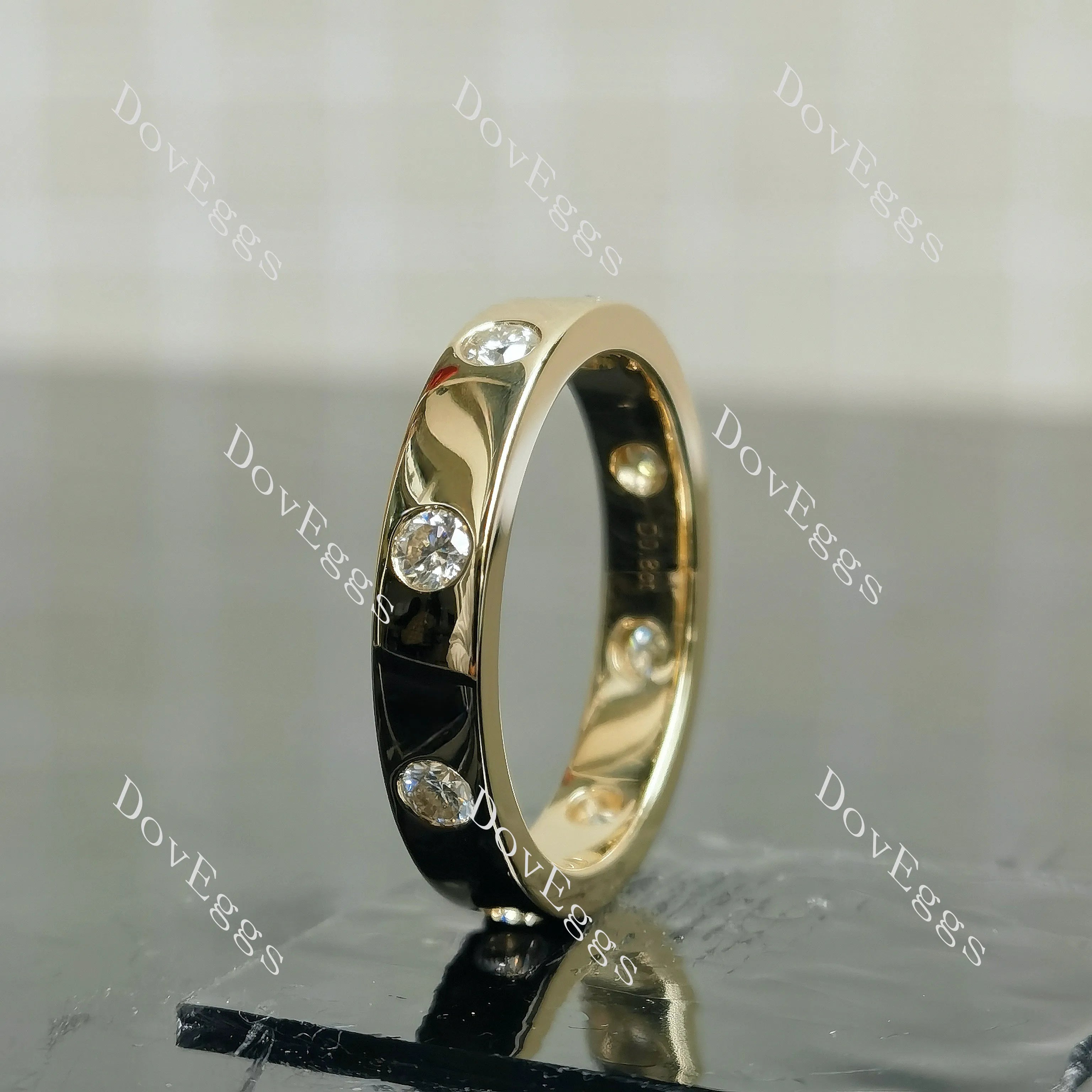 Round full eternity pave moissanite/lab grown diamond wedding band-4mm band width| DovEggs