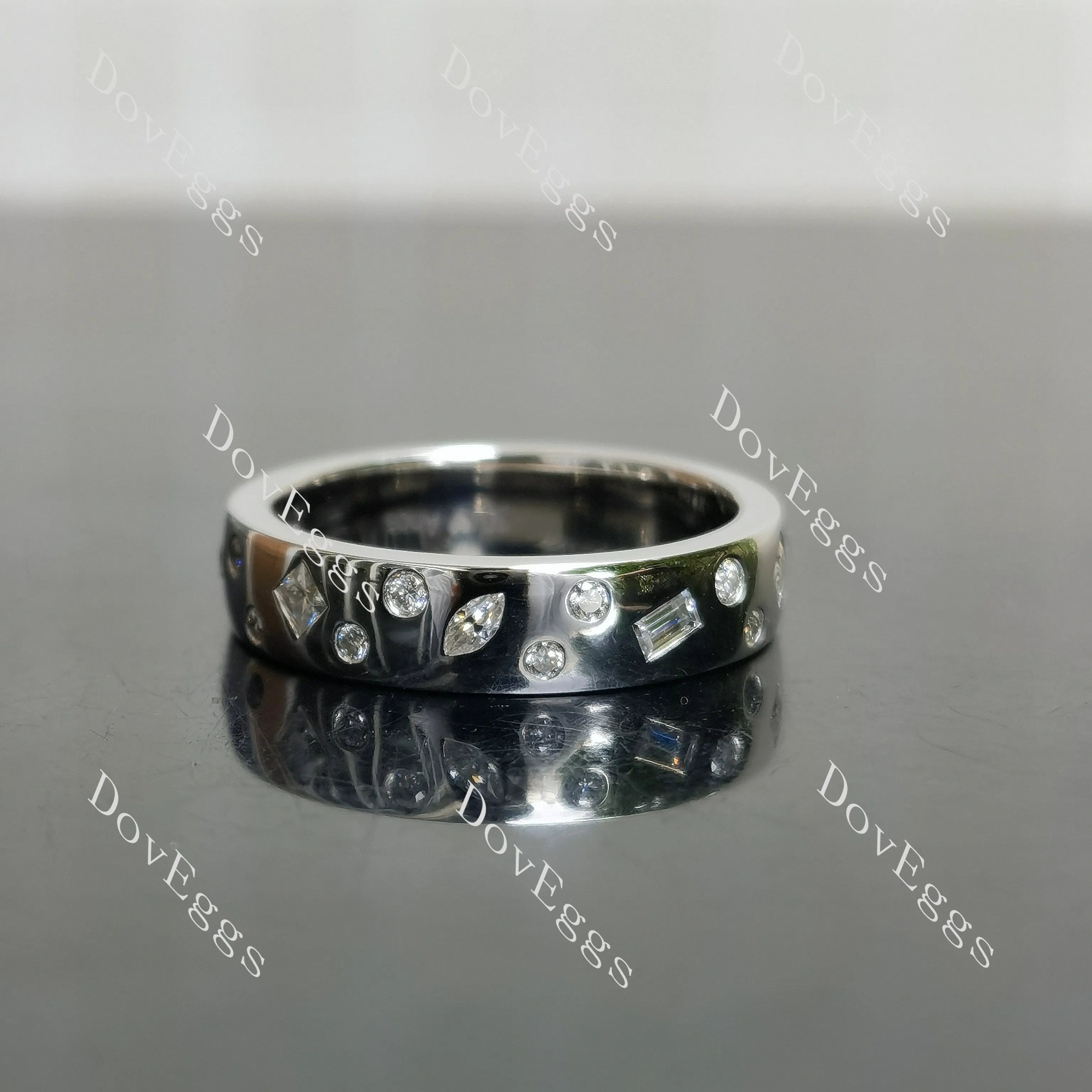 Round petite constellation moissanite/lab grown diamond wedding band-4.5mm band width| DovEggs