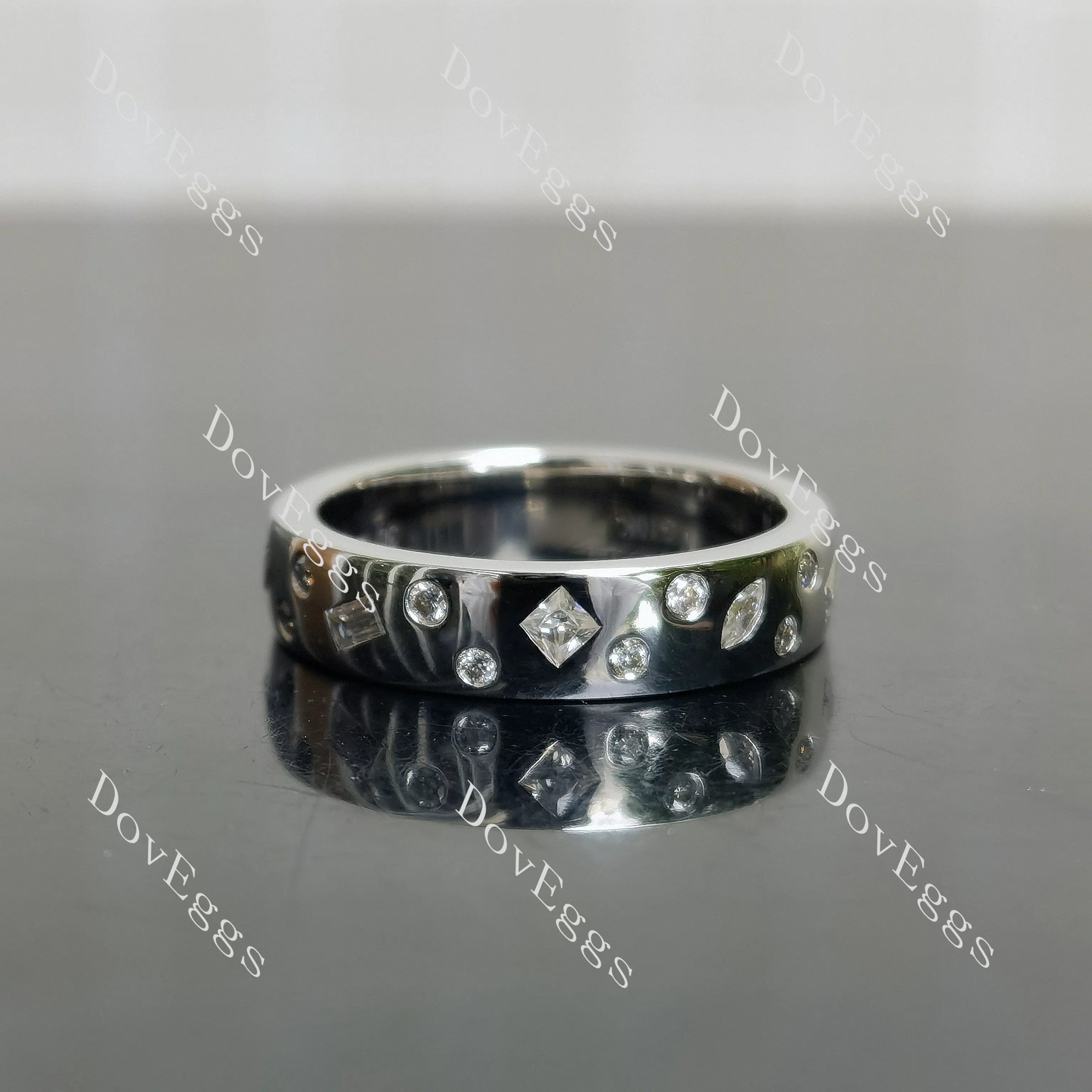 Round petite constellation moissanite/lab grown diamond wedding band-4.5mm band width| DovEggs