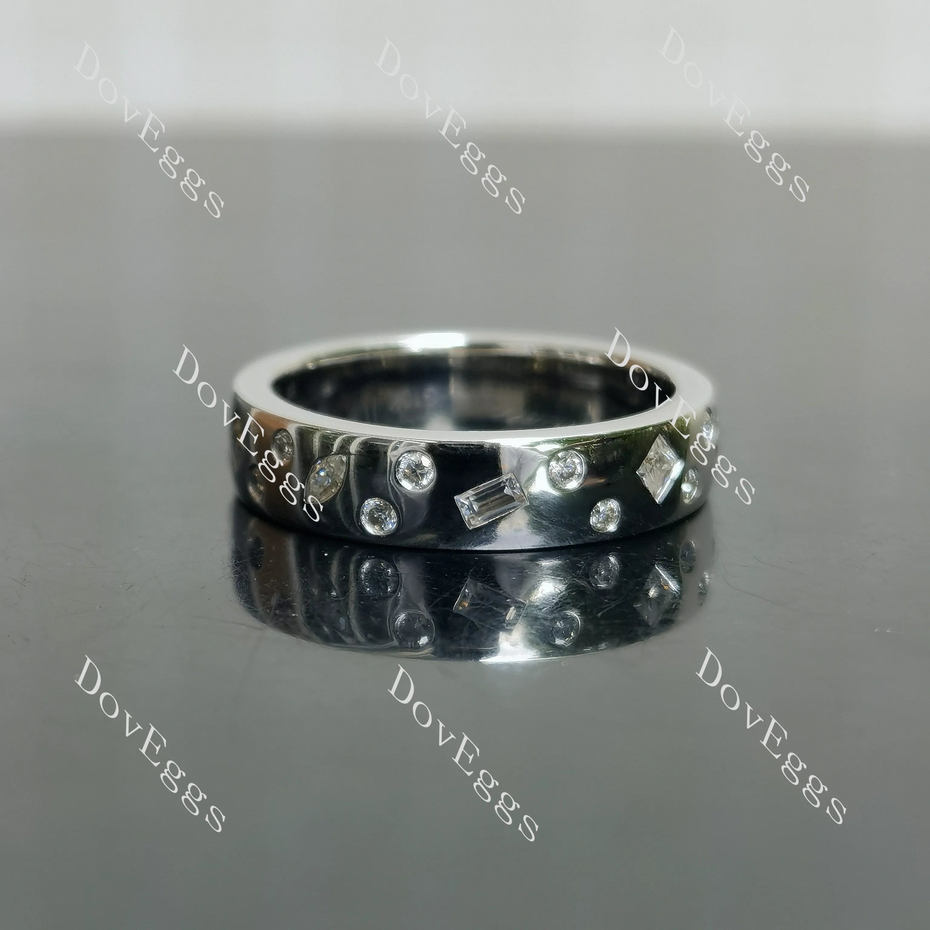 Round petite constellation moissanite/lab grown diamond wedding band-4.5mm band width| DovEggs