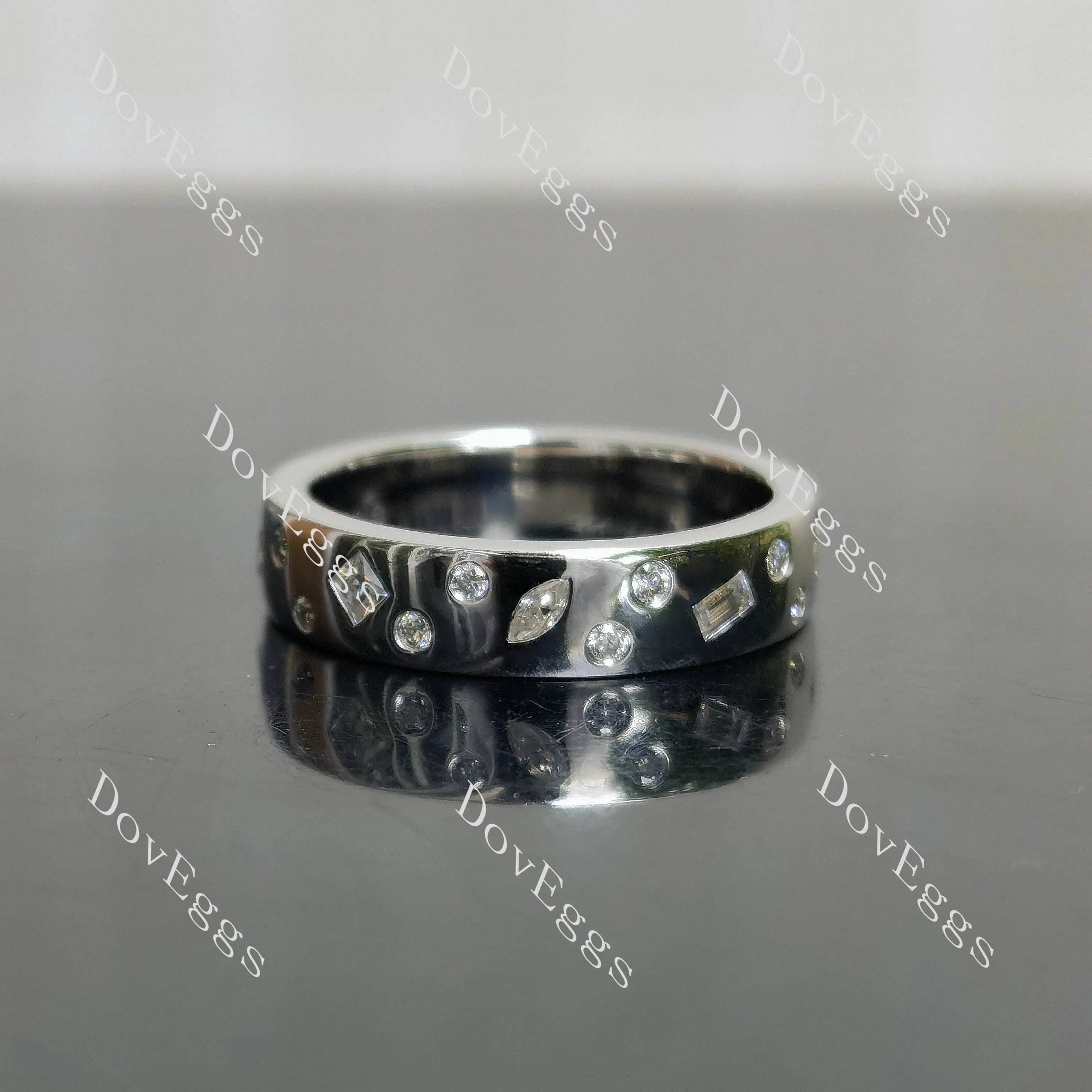 Round petite constellation moissanite/lab grown diamond wedding band-4.5mm band width| DovEggs