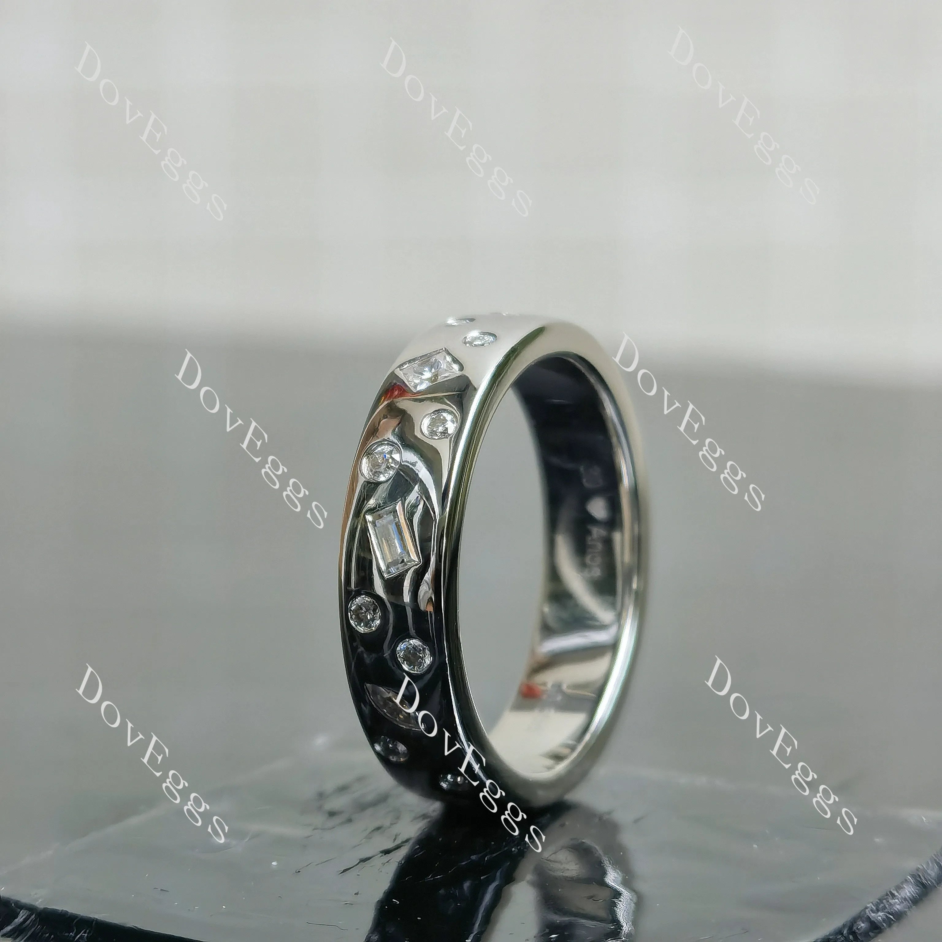 Round petite constellation moissanite/lab grown diamond wedding band-4.5mm band width| DovEggs