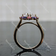 Summer Sunsets-Asscher halo carved vintage moissanite engagement ring| DovEggs