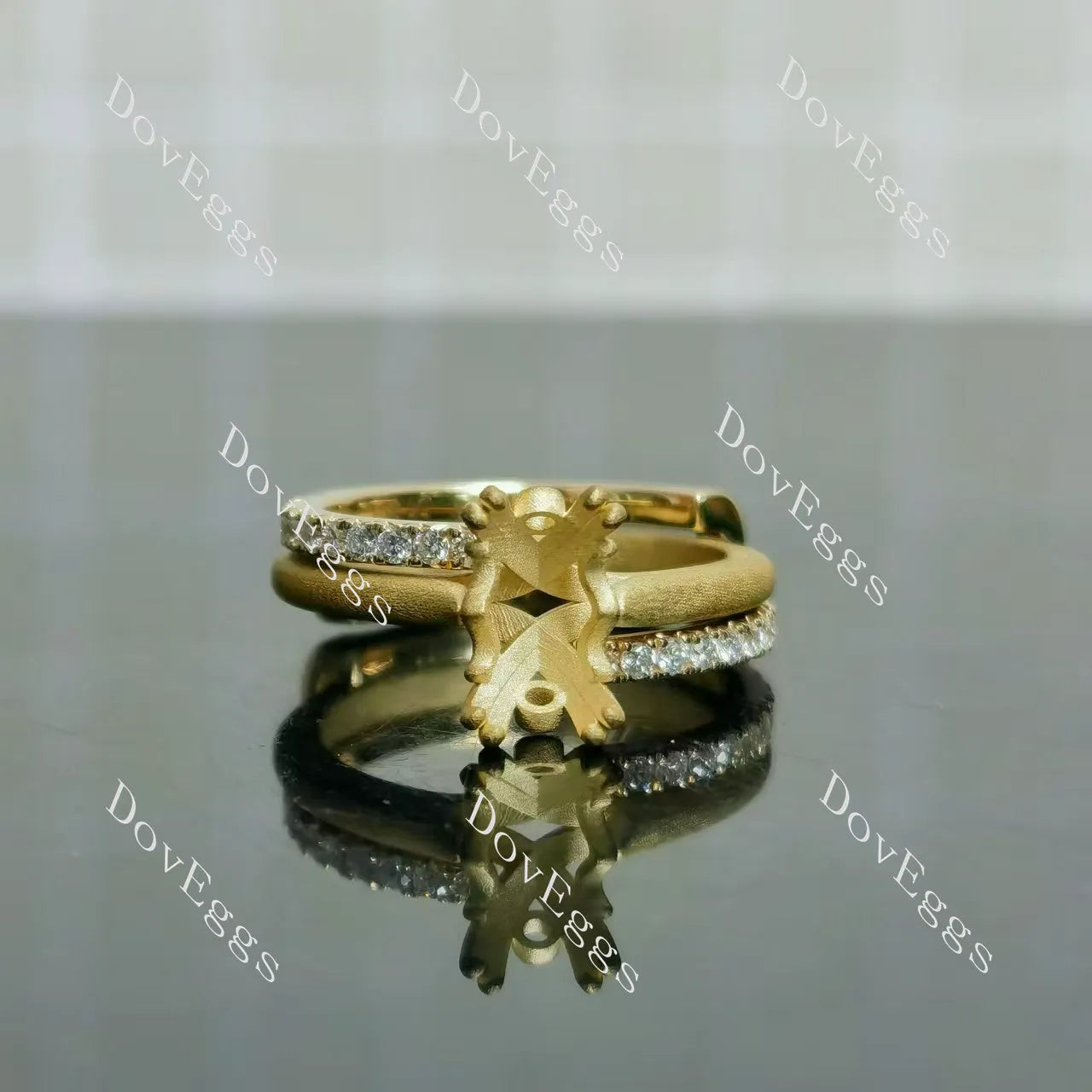 Round pave moissanite/ lab grown diamond accents enhancer-5.8mm band width| DovEggs