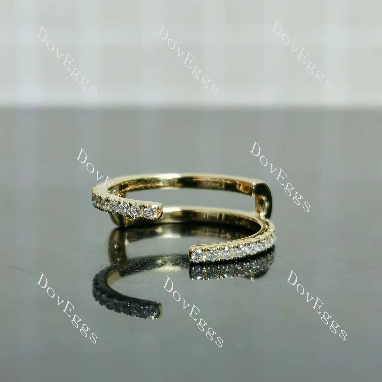 Round pave moissanite/ lab grown diamond accents enhancer-5.8mm band width| DovEggs