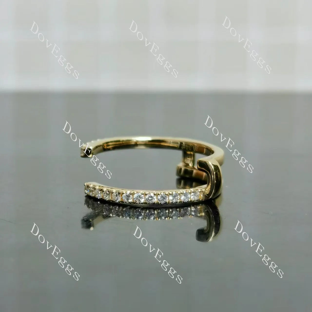 Round pave moissanite/ lab grown diamond accents enhancer-5.8mm band width| DovEggs