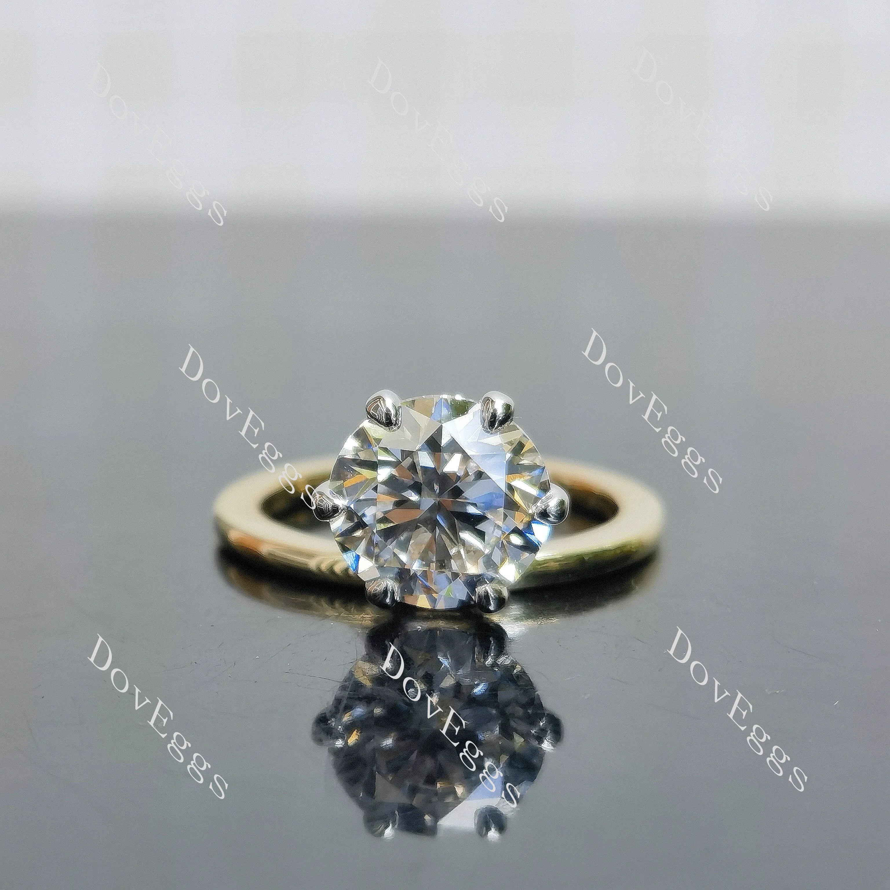 Round solitaire moissanite engagement ring| DovEggs