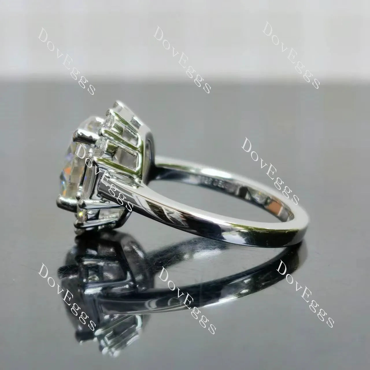 Round halo vintage moissanite engagement ring| DovEggs