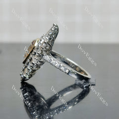 Debbie's Ballerina-Pear halo vintage moissanite engagement ring| DovEggs