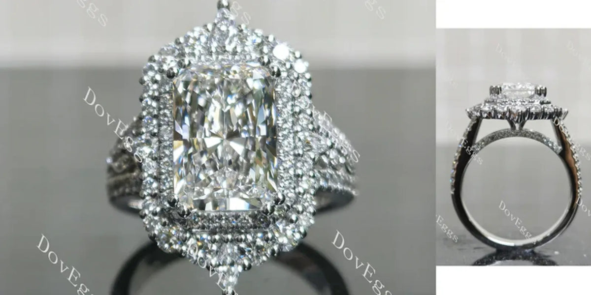 Doveggs halo pave vintage engagement ring only semi-mount only(Exclusively to DovEggs Stones)