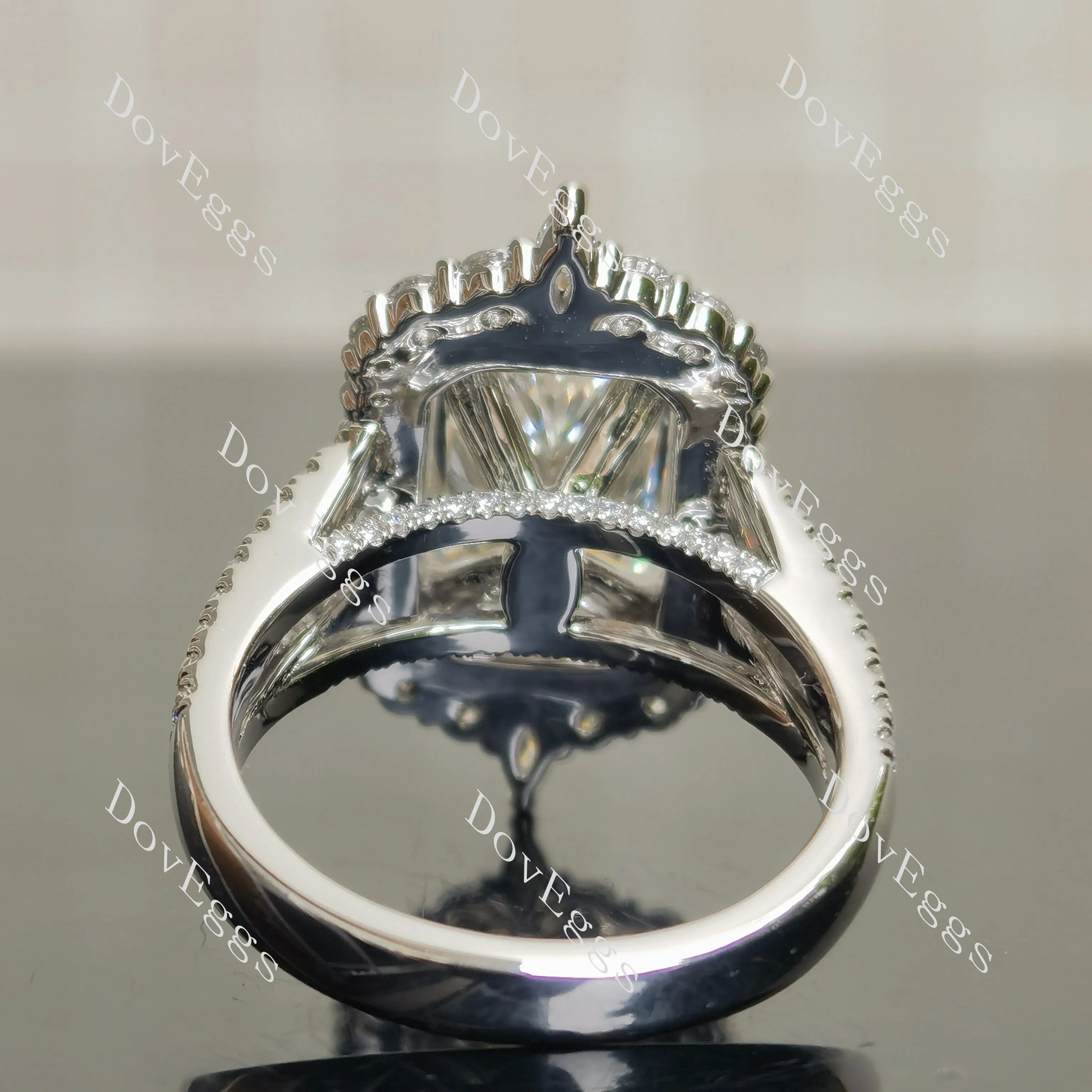 Doveggs halo pave vintage engagement ring only semi-mount only(Exclusively to DovEggs Stones)
