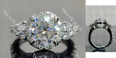 Round halo side stones moissanite engagement ring| DovEggs