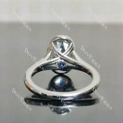 Oval bezel split shanks moissanite engagement ring| Doveggs