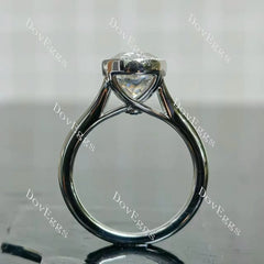Oval bezel split shanks moissanite engagement ring| Doveggs