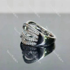 Round criss cross pave moissanite/ lab grown diamond wedding band-3.5mm band width| DovEggs