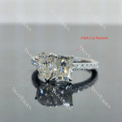 Pave two stones engagement ring only semi-mount only(Exclusively to DovEggs Stones)