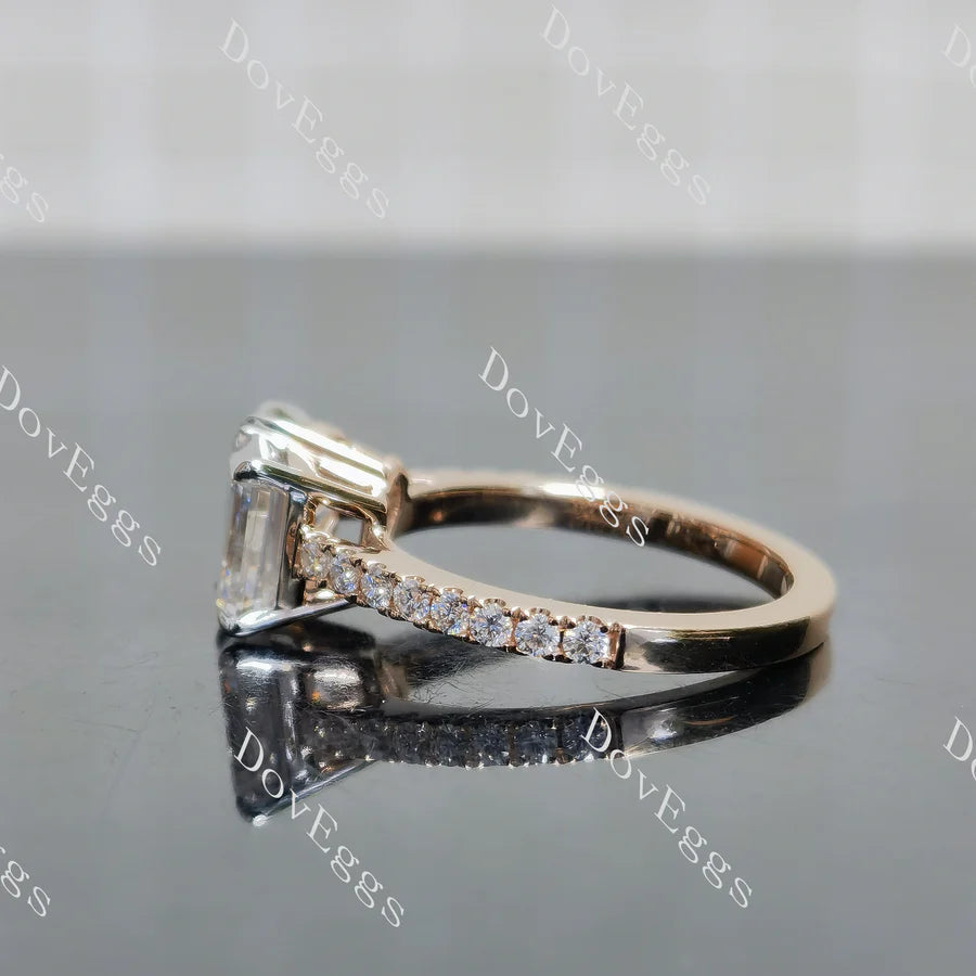 Pave two stones engagement ring only semi-mount only(Exclusively to DovEggs Stones)
