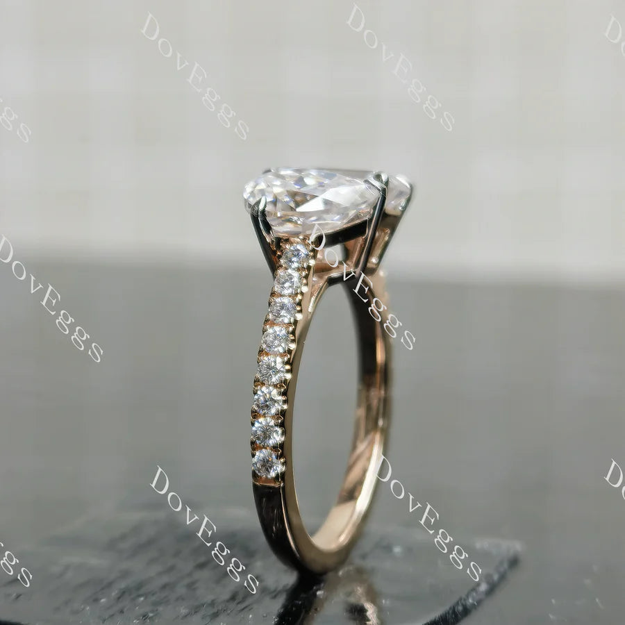 Pave two stones engagement ring only semi-mount only(Exclusively to DovEggs Stones)