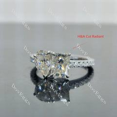 Pear emerald pave two stones moissanite engagement ring| DovEggs
