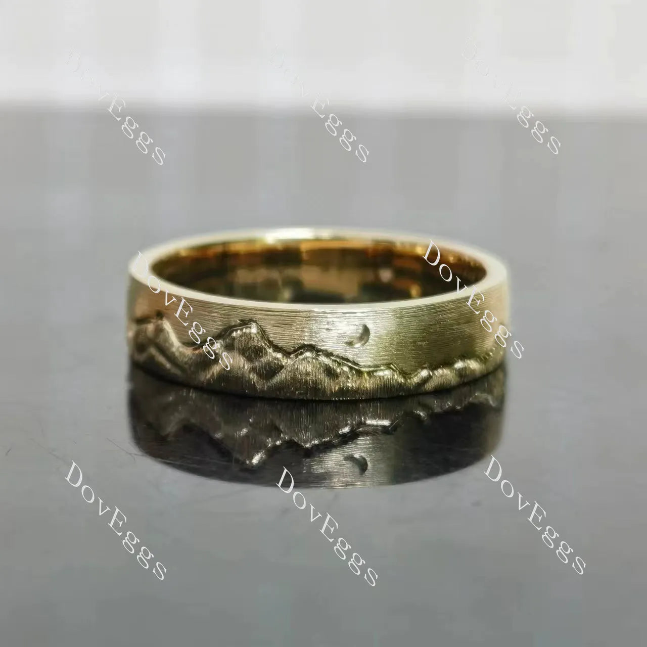 Mountain moon carved brushed finish plain band-5.5mm band width| DovEggs