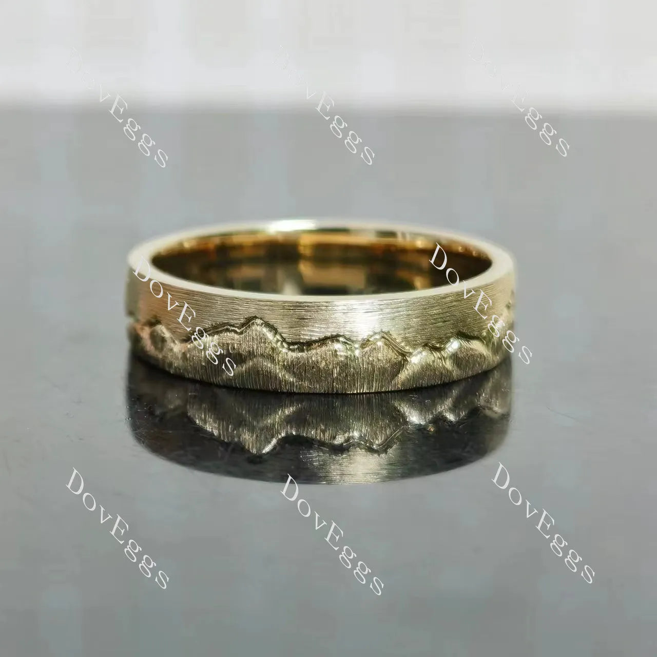 Mountain moon carved brushed finish plain band-5.5mm band width| DovEggs