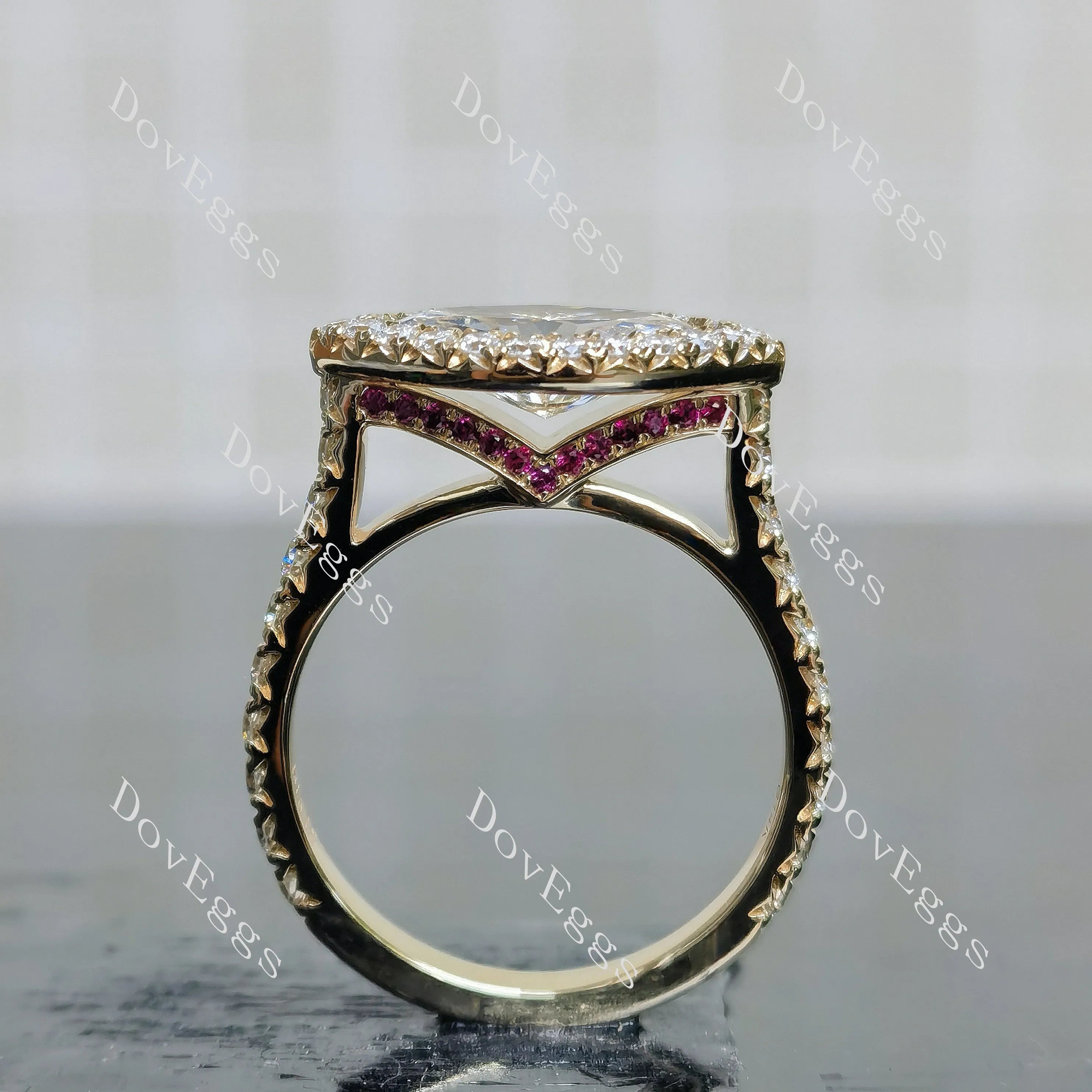 Marquise halo vintage moissanite engagement ring| DovEggs
