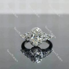 Oval halo side stones moissanite engagement ring| DovEggs