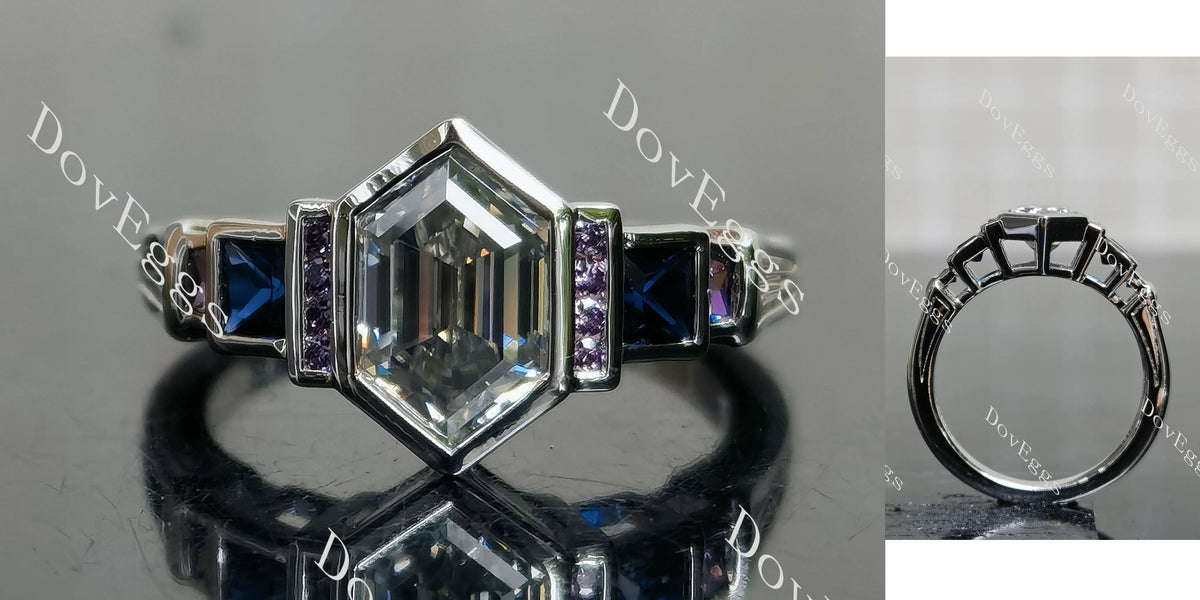 Dovie Doutch Marquise cut channel bezel moissanite engagement ring| DovEggs