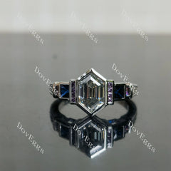 Dovie Doutch Marquise cut channel bezel moissanite engagement ring| DovEggs