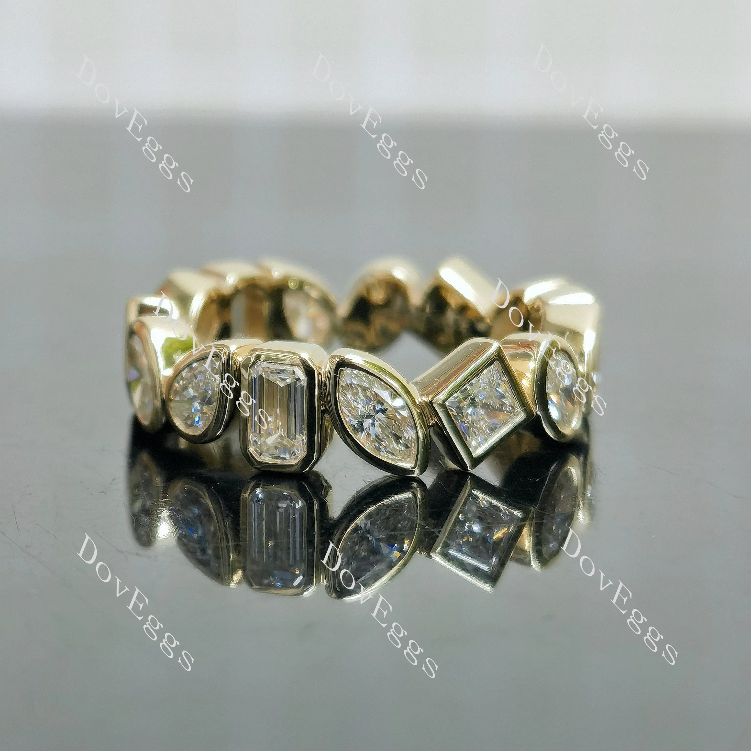Half/full eternity multiple mixed shaped moissanite/lab grown diamond wedding band| DovEggs