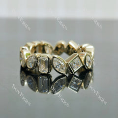 Half/full eternity multiple mixed shaped moissanite/lab grown diamond wedding band| DovEggs