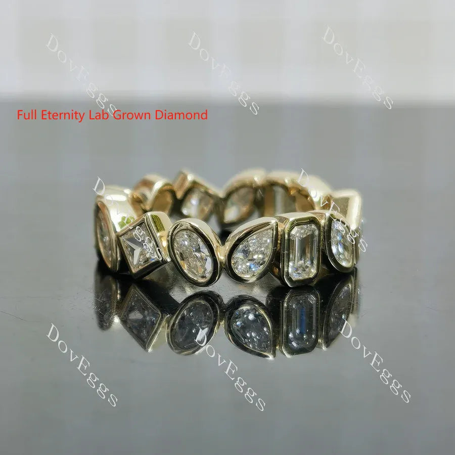 Half/full eternity multiple mixed shaped moissanite/lab grown diamond wedding band| DovEggs