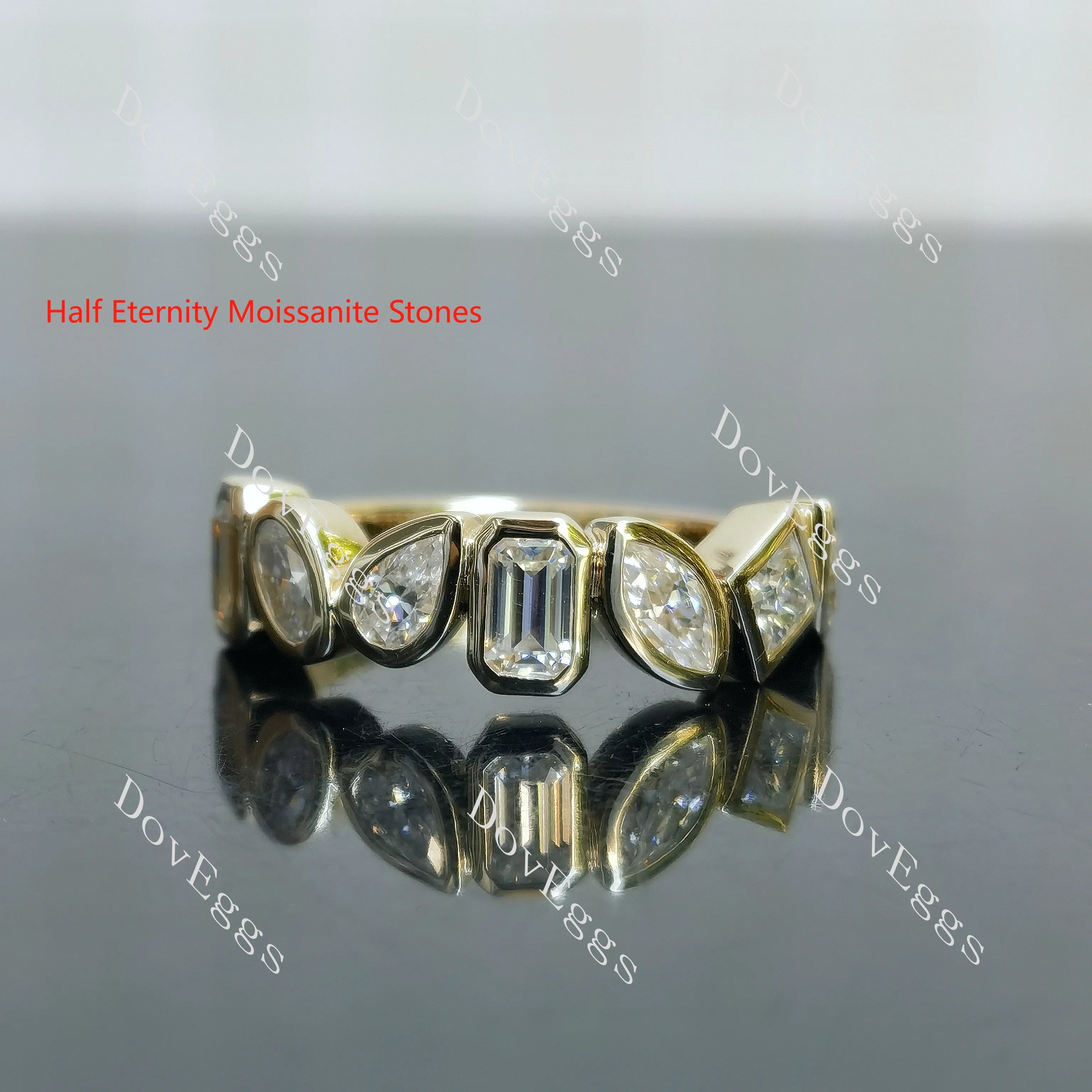 Half/full eternity multiple mixed shaped moissanite/lab grown diamond wedding band| DovEggs