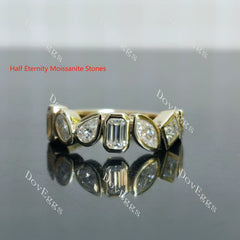 Half/full eternity multiple mixed shaped moissanite/lab grown diamond wedding band| DovEggs