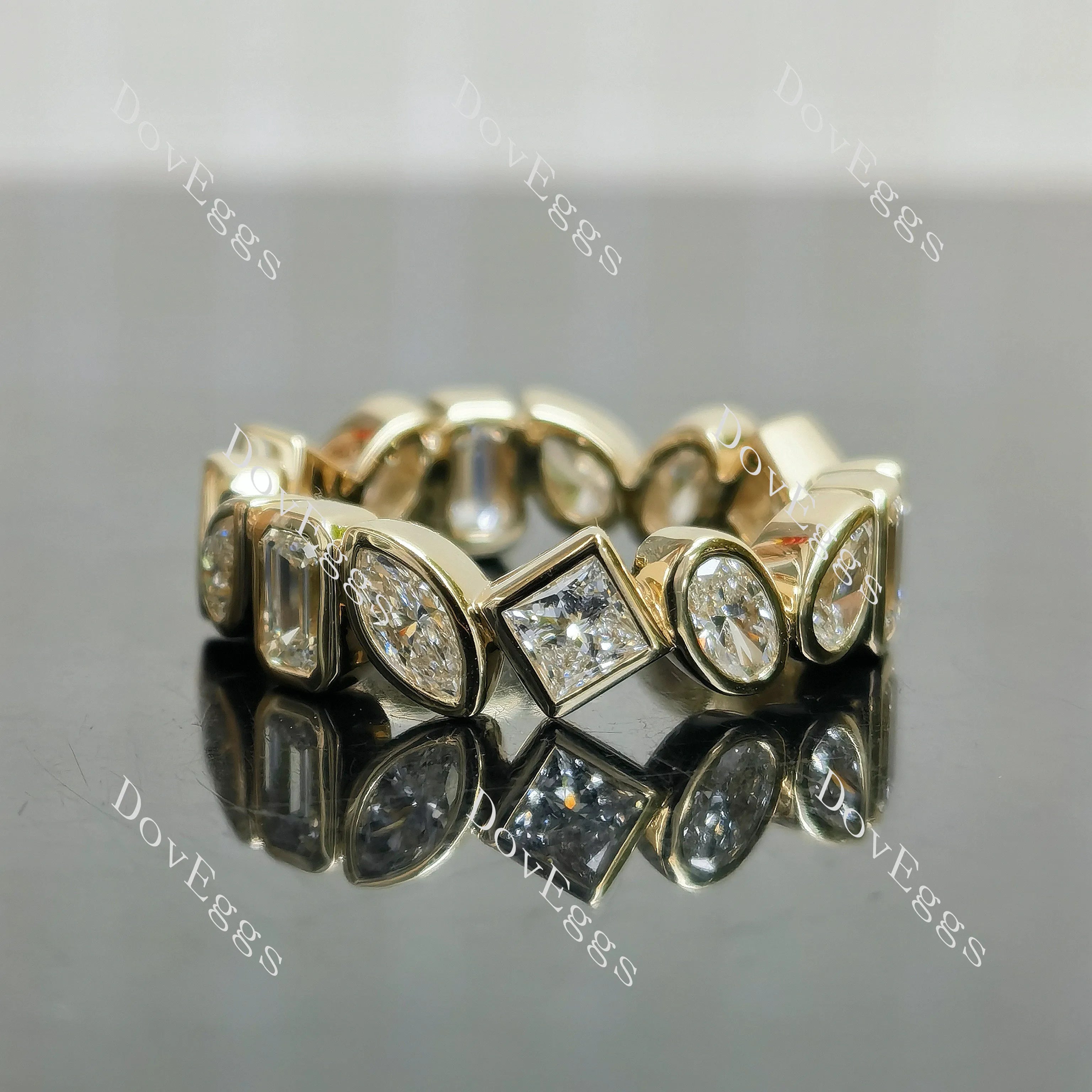 Half/full eternity multiple mixed shaped moissanite/lab grown diamond wedding band| DovEggs