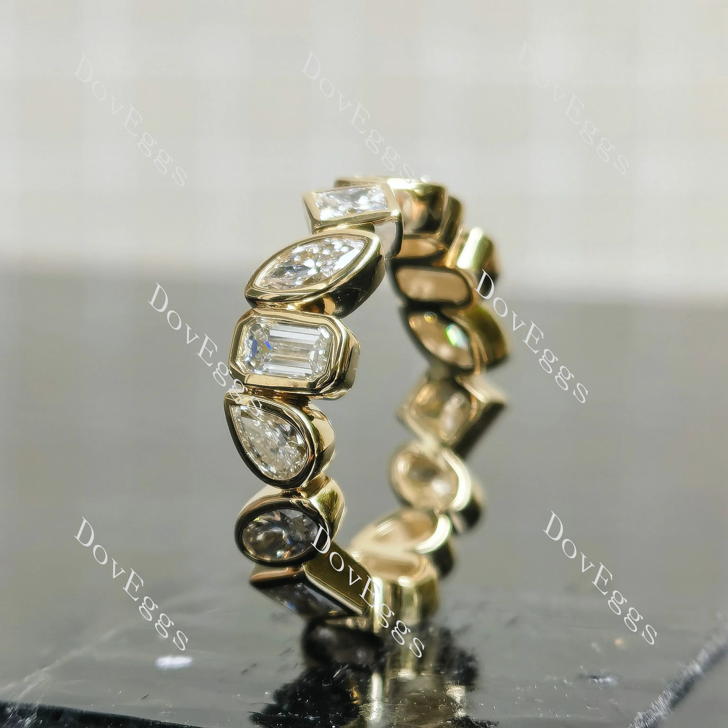 Half/full eternity multiple mixed shaped moissanite/lab grown diamond wedding band| DovEggs