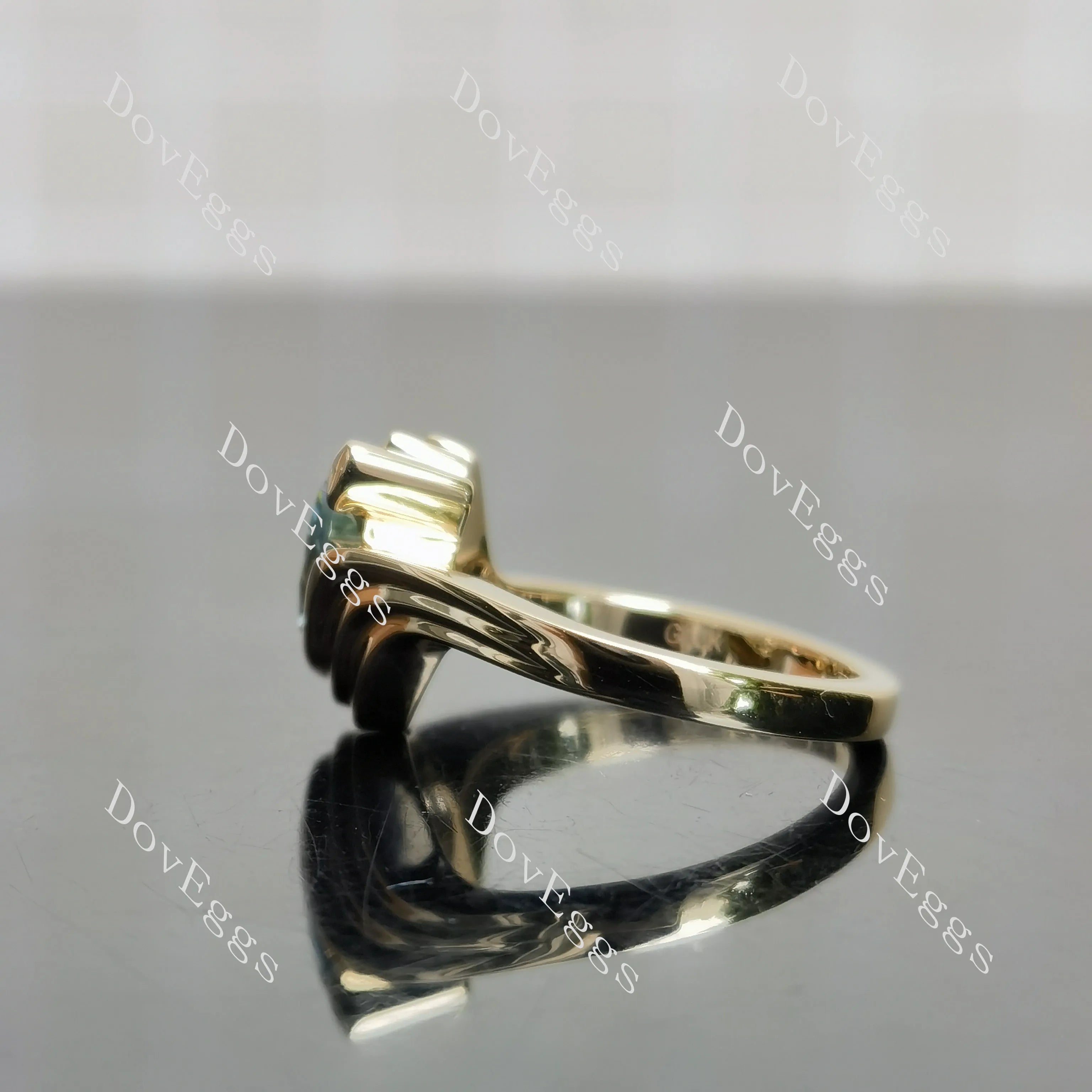 Pear solitaire swirl contours wrap colored moissanite engagement ring| DovEggs