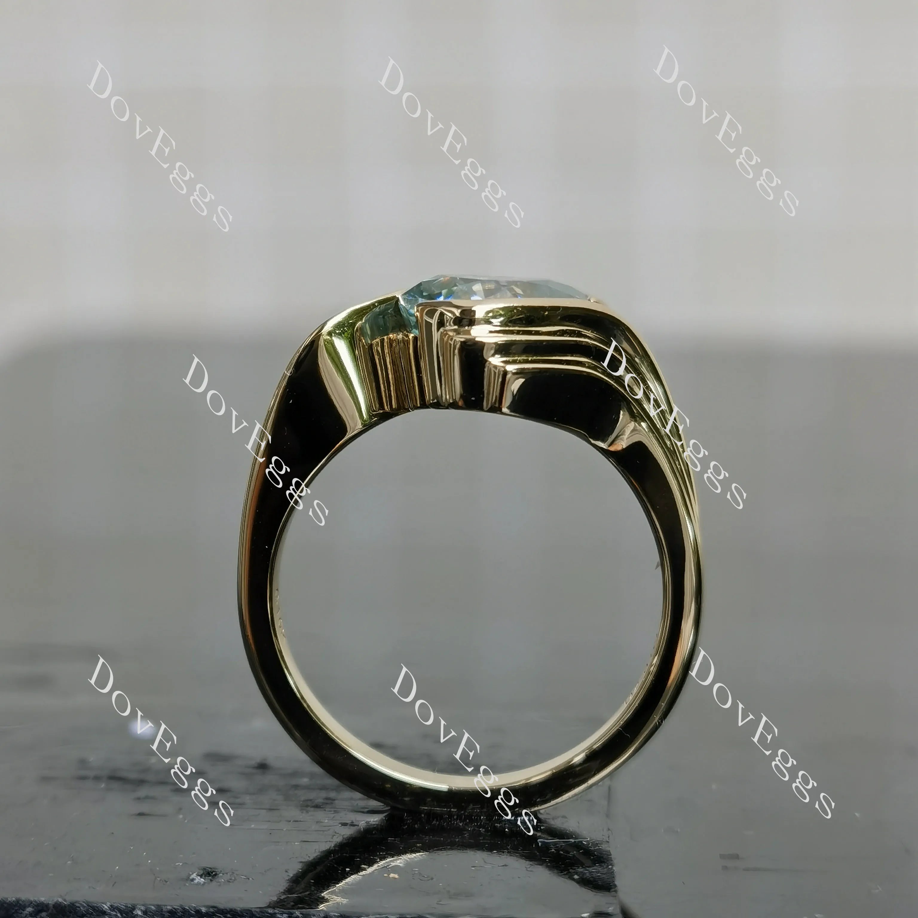Pear solitaire swirl contours wrap colored moissanite engagement ring| DovEggs