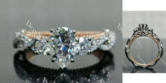 Pear pave vintage moissanite engagement ring| DovEggs