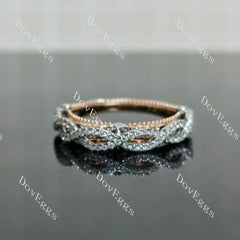 Round pave moissanite/lab grown diamond wedding band-2.0mm band width| DovEggs