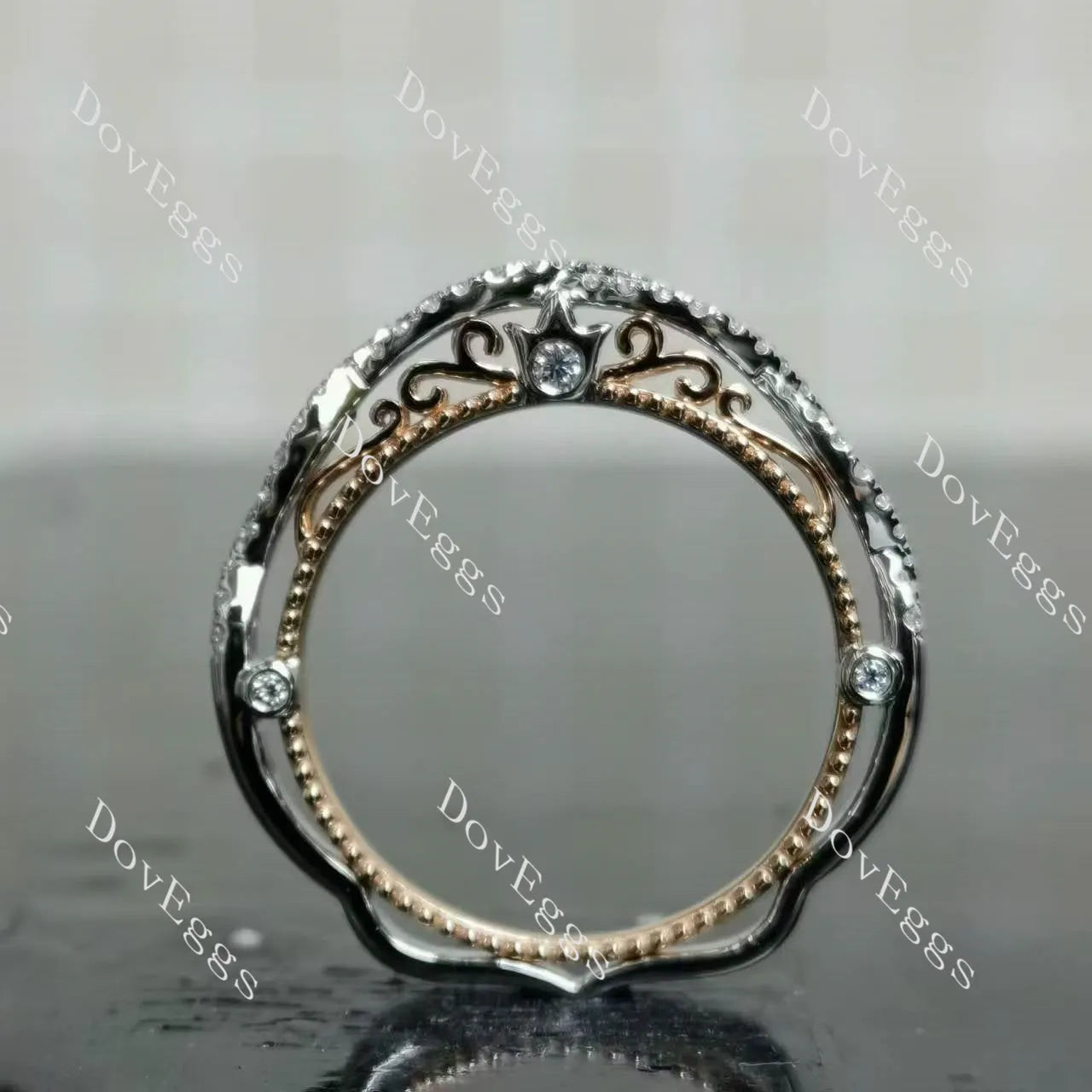Round pave moissanite/lab grown diamond wedding band-2.0mm band width| DovEggs