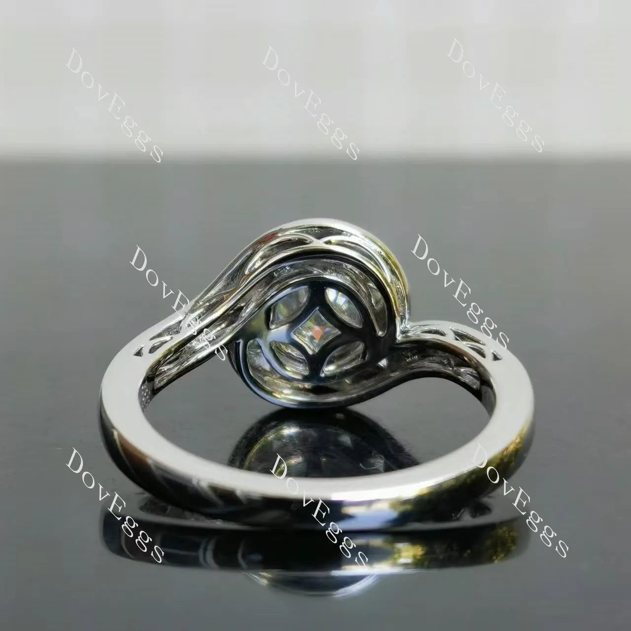 Ryleigh Gene-Round vintage halo moissanite engagement ring| DovEggs