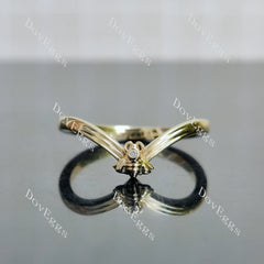Tiny honeybee round bezel moissanite/lab grown diamond wedding band-2.2mm band width| DovEggs